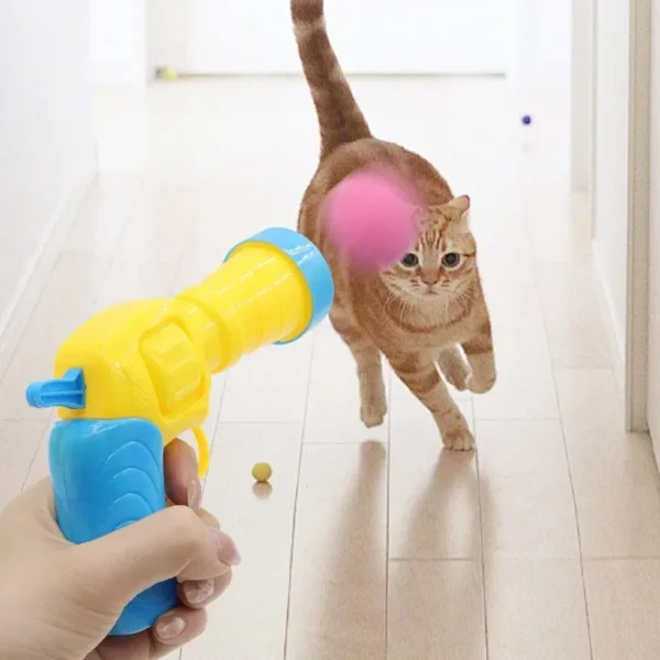 Cat Plush Ball Shooting Gun Kitten Creative Shooting Gun Games Stretch Plush Ball Toy Cat Self Hi Silent Ball Toy Pet Supplies - Image 4