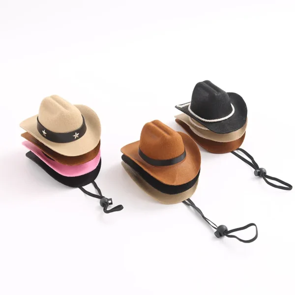 British Pet Dog Hat Star Cowboy Hat Pet Supplies Adjustable Dog Costume Top Hat Headwear Pet Hat Dogs Caps Pet Sun Hats for Cats - Image 2