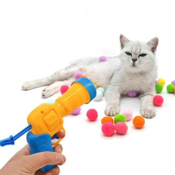 Cat Plush Ball Shooting Gun Kitten Creative Shooting Gun Games Stretch Plush Ball Toy Cat Self Hi Silent Ball Toy Pet Supplies - Image 3