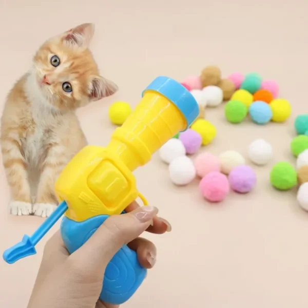 Cat Plush Ball Shooting Gun Kitten Creative Shooting Gun Games Stretch Plush Ball Toy Cat Self Hi Silent Ball Toy Pet Supplies - Image 2